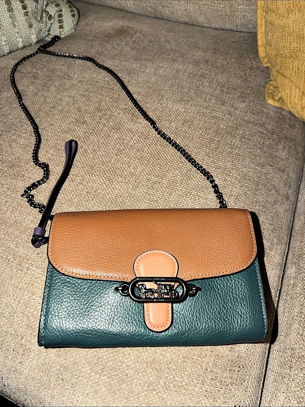 Coach Georgie Saddle Bag Crossbody in Green & Brown